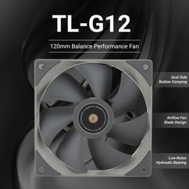 Thermalright TL-G12 120mm CPU Fan, Computer Case Fan, Quiet 4pin PWM PC Fan, 1500RPM, Cooler Fan, for Hydraulic Bearing CPU Cooling Fan