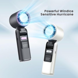 YG Culture Portable Handheld Turbo Fan, 100 Gear Wind, USB Rechargeable, Up to 12 Working Hours, 3 IN 1 Personal Fans with Air Turbo Tech Cooling Fan for Outdoor Activities, Travel, Working (Gray)