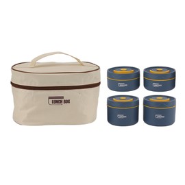 Bento Lunch Box Round with Lid Bag Leakage Proof Stainless Steel Safe Large Capacity Easy Clean Lunch Container for Office 4 Insulated Box