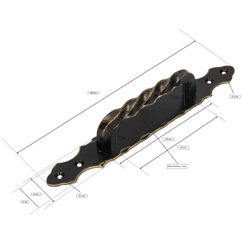 KOTARBAU® Door Handle 290 mm Copper Black Wrought Iron Door