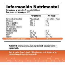 Cúrcuma Orgánica 500mg 100 cápsulas