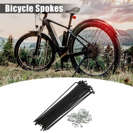 QUARKZMAN 40pcs 14G J Curve 138mm Spokes with Nipples for Bicycle Black