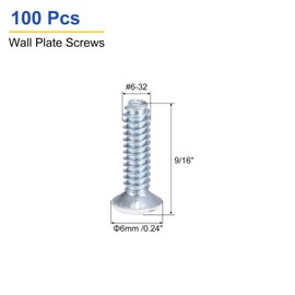 Sourcing Map 100Pcs Wall Plate Screws, 9/16" Long 6-32 Thread, Oval Head, Slotted, White
