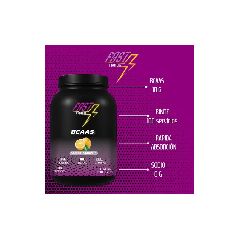 Aminoácidos Bcaas Fast Protein 1 Kg Sabores 100 Servicios