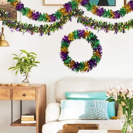59.04FT 9PCS Mardi Gras Decorations for The Home Tinsel Garland, Colorful Fringe Decor Carnival Outdoor Indoor Party Supplies