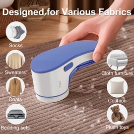 TEKI Fabric Shaver, Lint Remover for Clothes Rechargeable Clothes Shaver Pill Remover, Electric Sweater Defuzzer, Sweater Shavers to Remove Pilling, Couch, Fuzz, Furniture (2 Replaceable Blades)