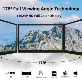 iPistBit Raspberry Pi Screen, 10.1 Inch Touchscreen Monitor, IPS 1024×600, Dual Built-in Speakers, HDMI Portable Monitor Compatible with Raspberry Pi 5/4/3/Zero,Driver Free