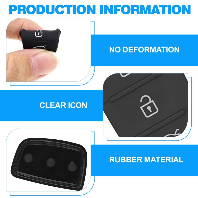 3Pcs Car Key Covers Replacement Durable Rubber Buttons Car Key