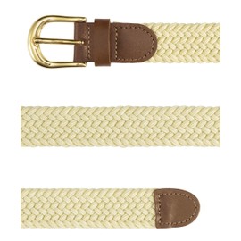 Streeze Ladies Stretch Belts - 5 Sizes Elasticated Woven Braided Fabric. 1 inch Wide with Gold Buckle (X Large, Lemon)