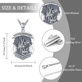 Odinstone 925 Sterling Silver St Michael/St Christopher/St Benedict/Jesus Crucifix/St Uriel/Archangel Raphael Medal Necklace for Men Women Religious Amulets Jewelry Gifts, Sterling Silver, No Gemstone
