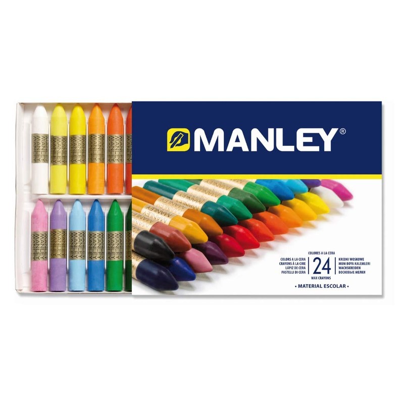 Manley Wax Crayons, 24 Units, Professional Wax Crayons, Soft Wax