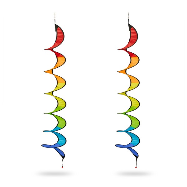 Relaxdays, Set of 2 Rainbow Wind Spirals, Hanging, H x