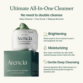 Alencia Green Rice Cake Cleanser (Small) – Moisturizing & Brightening with Rice Water, Rice Powder & Green Tea, Vegan & Cruelty-Free