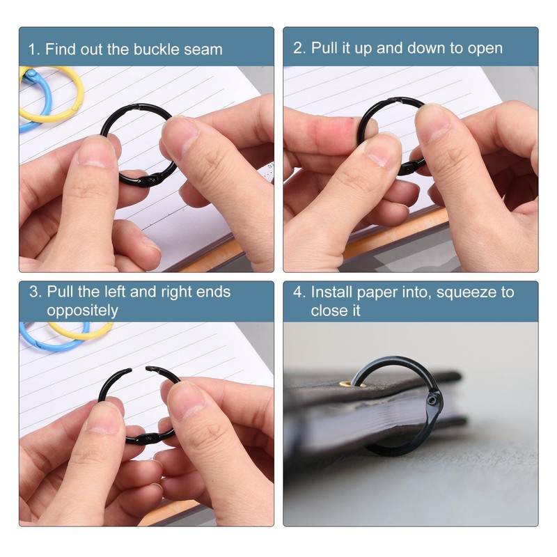 sourcing map Loose-Leaf Binder Rings, 30mm/ 1.2 inch Metal Book