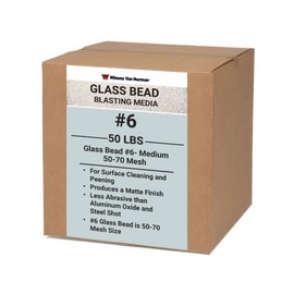 Glass Bead #6 Sand Blasting Media - Medium Size - 50-70 Mesh - Glass Bead Media for Sandblasting (50lbs)