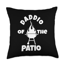 My Design Bug Father's Day Design Daddio of The Patio Flaming Barbecue Grill Design Throw Pillow, 18x18, Multicolor