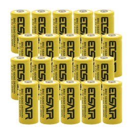 ETSAIR 16340 Battery 2800mAh RCR123A Rechargeable 3.7V Li-ion Cell Charger Lot - 20* 16340 Battery(Without Charger)