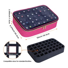 UOZL Nail Polish Bag organizer-Holds 40 bottles(15ml-0.5fl.oz)，Nail Polish Carrying Case Clear Multifunctional Cosmetic Travel Cases Makeup Bags Rose Red