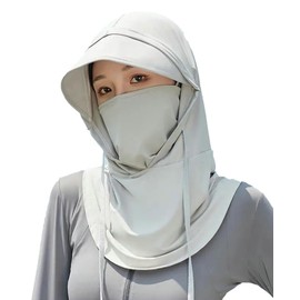 Summer Balaclava Ski Mask Unisex Sun UV Protection Hood Breathable Full Head Mask Face Cover Outdoor Fishing Cycling, Light-grey, One Size