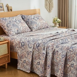 Gogreen 3PC Deep Pocket Twin Sheet Set Fit 14", Breathable Microfiber Super Soft Twin Size Sheet Set, Luxury Hotel Style Home Decor Bed Sheet Set, Gift for Women, Men - Paisley