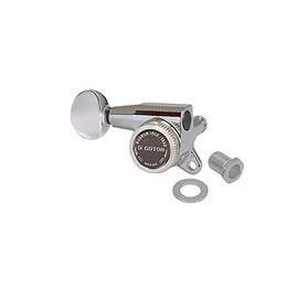 Gotoh SG381 Magnum Lock Traditional Tuners 6 In Line with Rounded Mini Buttons (Model 05) 16:1 Gear Ratio Chrome, For Left Handed