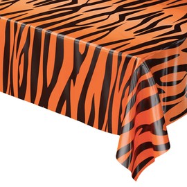 Jungle Safari Animal Tiger Print Plastic Tablecloths,Tiger PVC Table Cover for Jungle Safari Animals Party Decorations,Plastic Table Cloth Tiger Print for Kids Adults Jungle Zoo Animals Party Supplies