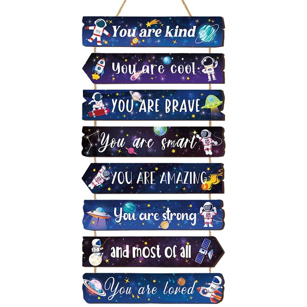 Fsahiuf Kinderzimmer Deko,Weltraum Astronaut Motivations-Wanddekoration, 28 cm x 6 cm,
