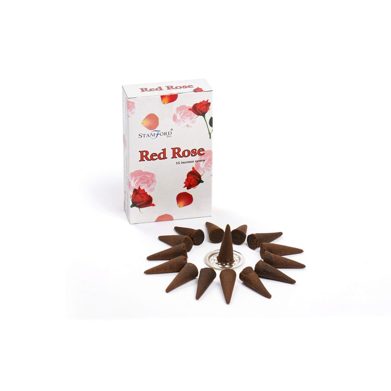 Stamford Red Rose Incense Cones, 15 Cones x 12 Packs