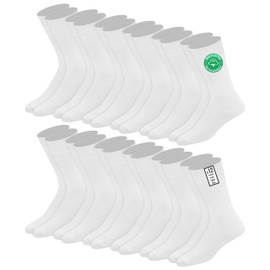 SOXCO Mens Cotton Crew Length Socks 12 Pairs, White (12P), 39 - 42