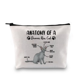 PYOUL Funny Devon Rex Cat Gift Anatomy of A Devon Rex Cat Makeup Bag Devon Rex Cat Mama Cosmetic Bag Devon Rex Cat Owner Gift (Devon Rex Cat Bag)