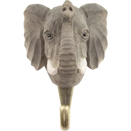 WILDLIFEGARDEN Wildlife Garden WG4533 Elephant Hook - Hand Carved Animal Hook Made of Wood and Metal - Collection of African Animals