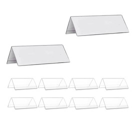 Changyeah 20 x 8 cm Table Stand, Roof Shape, Pack of 10 Transparent Acrylic Label Holders, Menu Holders for Table, Acrylic, Transparent, Photo Frame, Plexiglass, for Posters, Shop