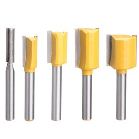 Gasea 5pcs 1/4" Shank Straight & Dado Router Bit Set, 1/4", 3/8", 1/2", 5/8", 3/4" Trimming Cutter for Woodworking