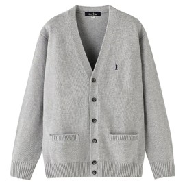 East Boy 2226004 Knit Cardigan, Light Gray x Navy (920)