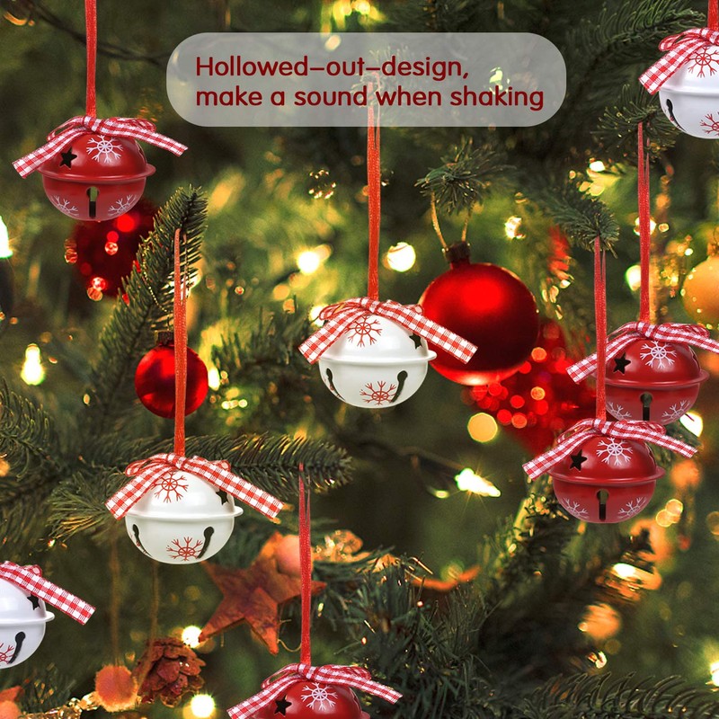 LIHAO Pack of 12 Bells, Snowflakes, Christmas Tree Decorations, Christmas