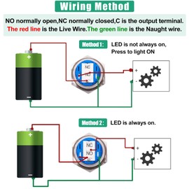 Twidec/19MM Raised Speaker Horn Momentary Push Button Switch 3/4" Mounting Hole 12V Blue Led Light Black Stainless Steel Shell 1NO 1NC SPDT with Pre-wiring Wires Switch For Car Modification BKG19LB-BU