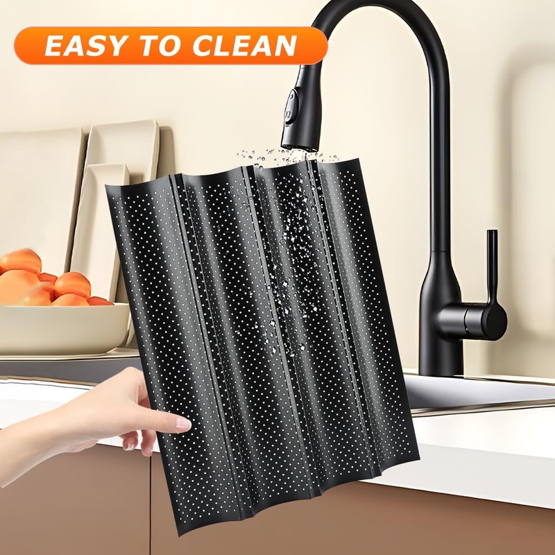 QWLWBU 5 Pcs Baguett-e Bread Pan Set,Nonstick 4-Slot Perforated French
