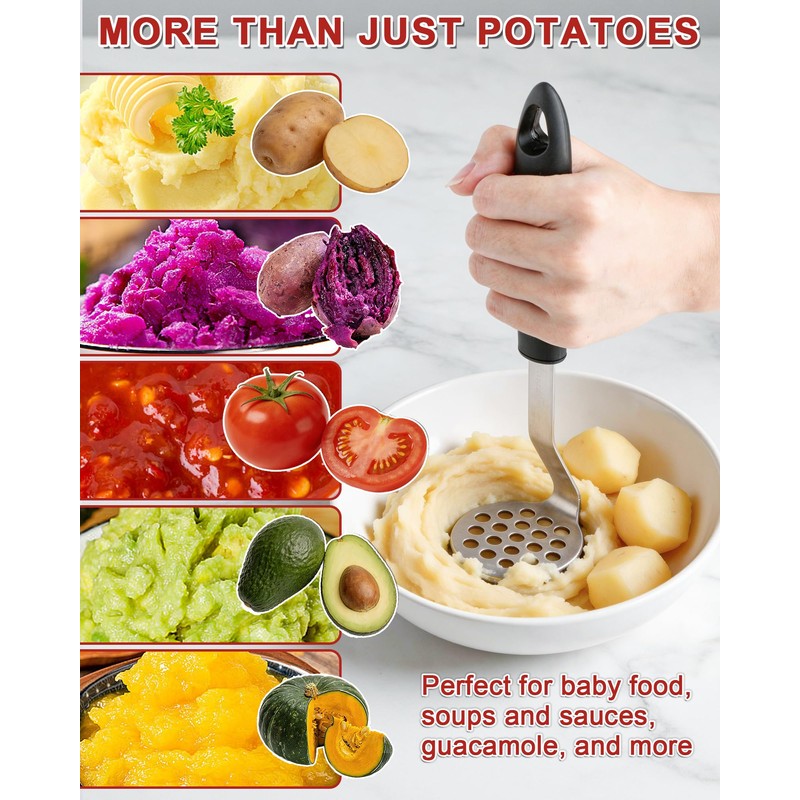 Acual Potato Masher Stainless Steel, Heavy Duty 304 Stainless Steel