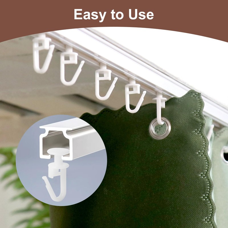 Curtain Hooks for Rails 34 mm, 50 Pieces Plastic Curtain