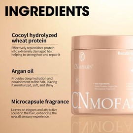 CNMOFAXIN Keratin Hair Mask with Argan Oil Deep Repair Conditioning Hair Treatment for Dry Damaged Hair 17.5 oz Hair Care Product for All Hair Types Conditioner Haircare