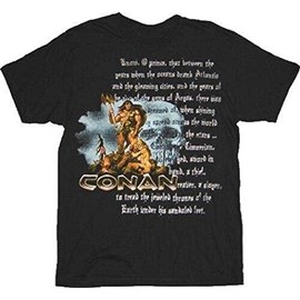 Conan the Barbarian Silver Text Skull Black T-Shirt Tee