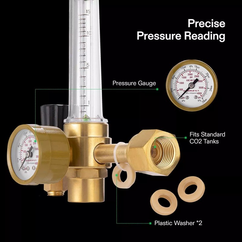 VIVOSUN Hydroponics CO2 Regulator Emitter System w/ Solenoid Valve Flowmeter