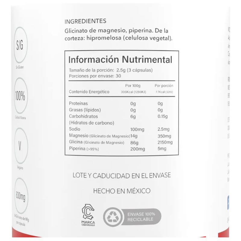 Glicinato De Magnesio Cápsulas 180 Capsulas Pack-2