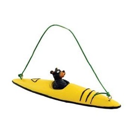 Bear Kayaking Kayak Figure Collectible Ornament, 4-inch, Tree Decoration, Yellow or Red Color