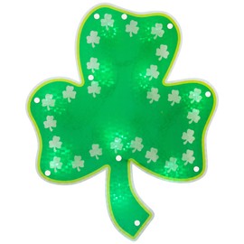 Northlight Lighted Green Shamrock St. Patrick's Day Window Silhouette - 14" - Green LED Lights