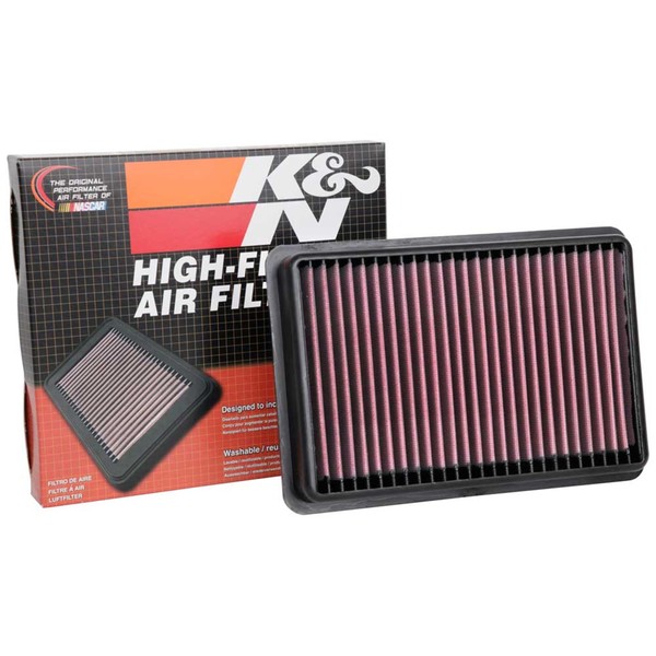 K&N Filtro de aire del motor: alto rendimiento, premium, lavable,