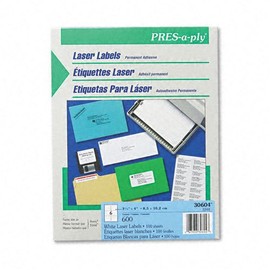 Avery : Pres-A-Ply Laser Address Labels, 3-1/3 x 4, White, 600/Box -:- Sold as 2 Packs of - 6 - / - Total of 12 Each