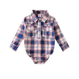 MOMBEBE COSLAND Baby Boys Western Cowboy Bodysuit, Infant Cotton Jumpsuit, Blue, 3-6 Months