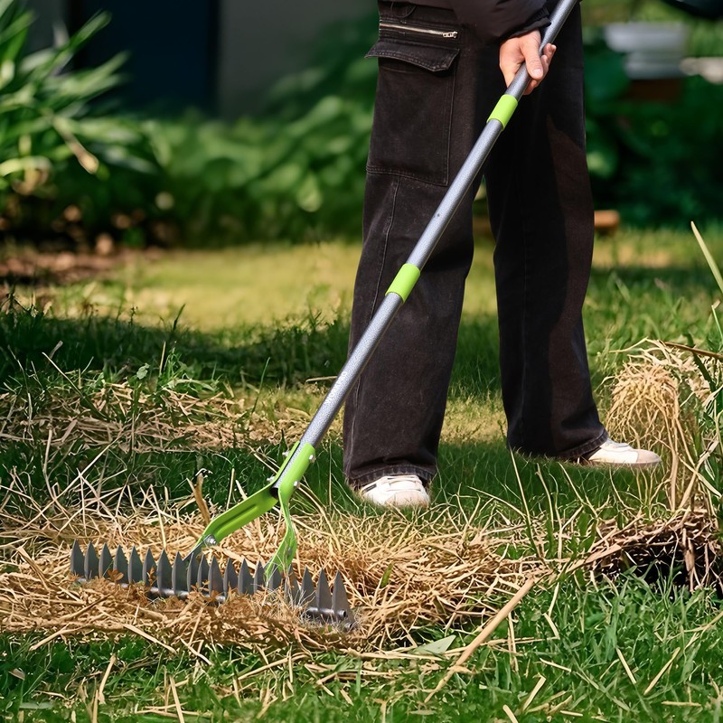 WORKPRO Thatch Rake, 15-Inch Thatching Rake for Lawns, Heavy Duty