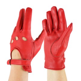 Zerimar Leather Driving Gloves for Women – Motorcycle Gloves – Women's Gloves – Vintage Classic Soft Daily Leather Gloves – Red – Size 8